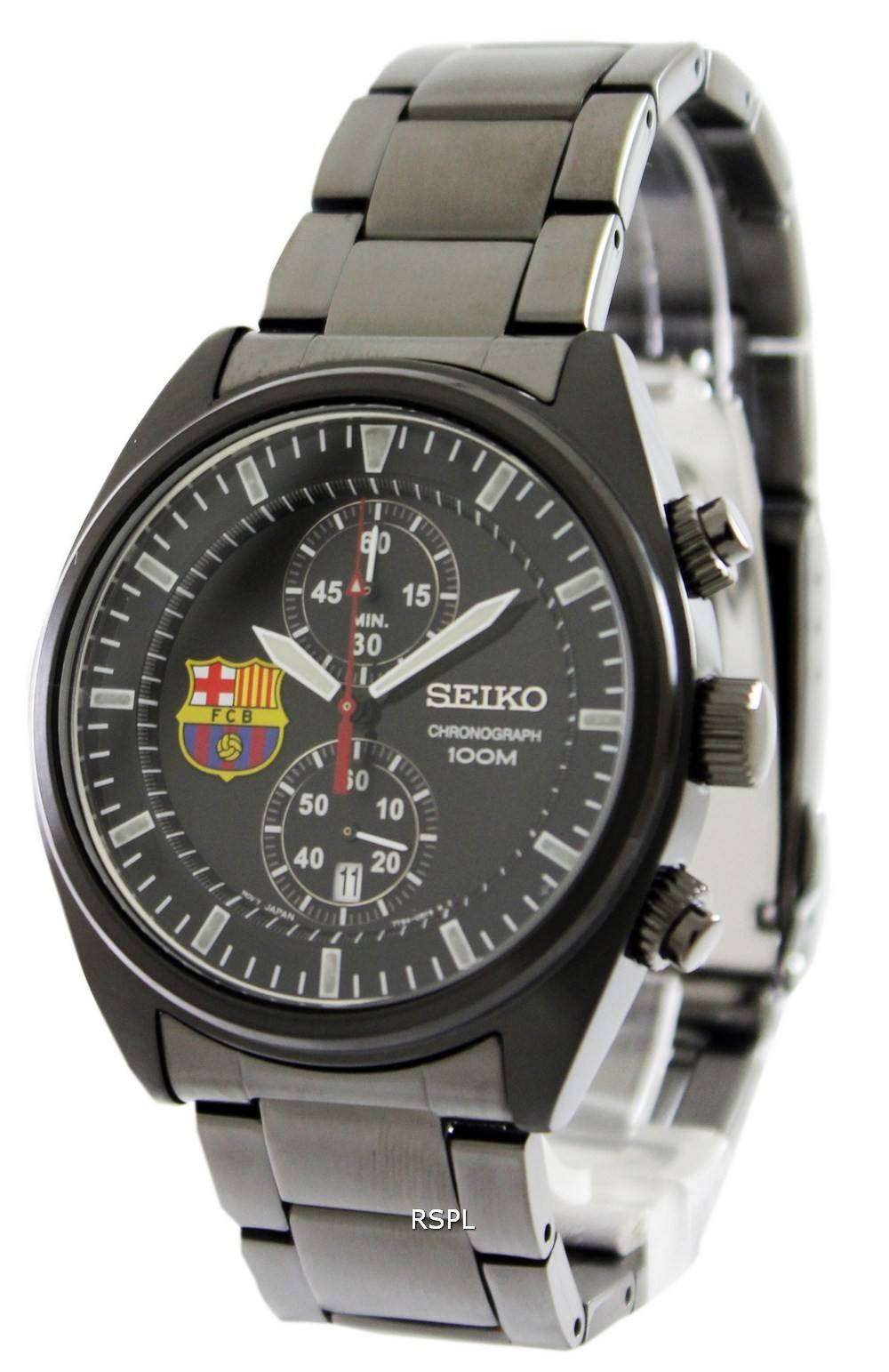 SEIKO Sportura FC Barcelona Chronograph Black Dial Men's Watch SNAE93 |  Fast & Free US Shipping | Watch Warehouse