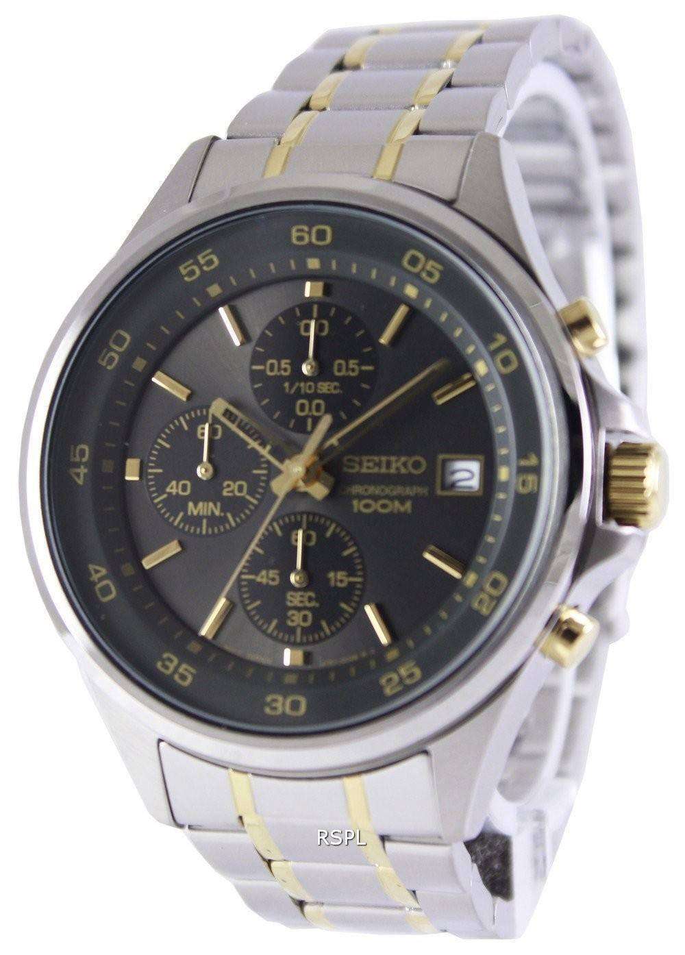 Seiko chronograph 100m gold on sale