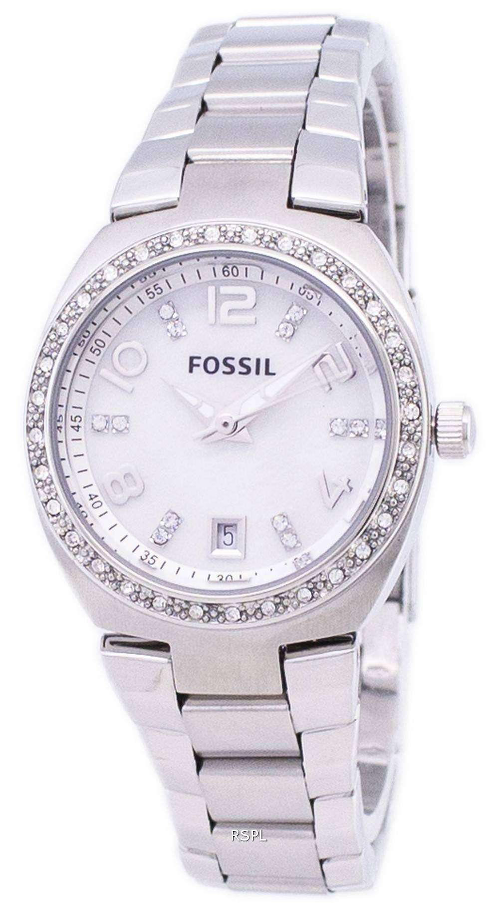 Fossil Flash Swarovski Crystal Mother of Pearl Dial AM4141 Womens Watch