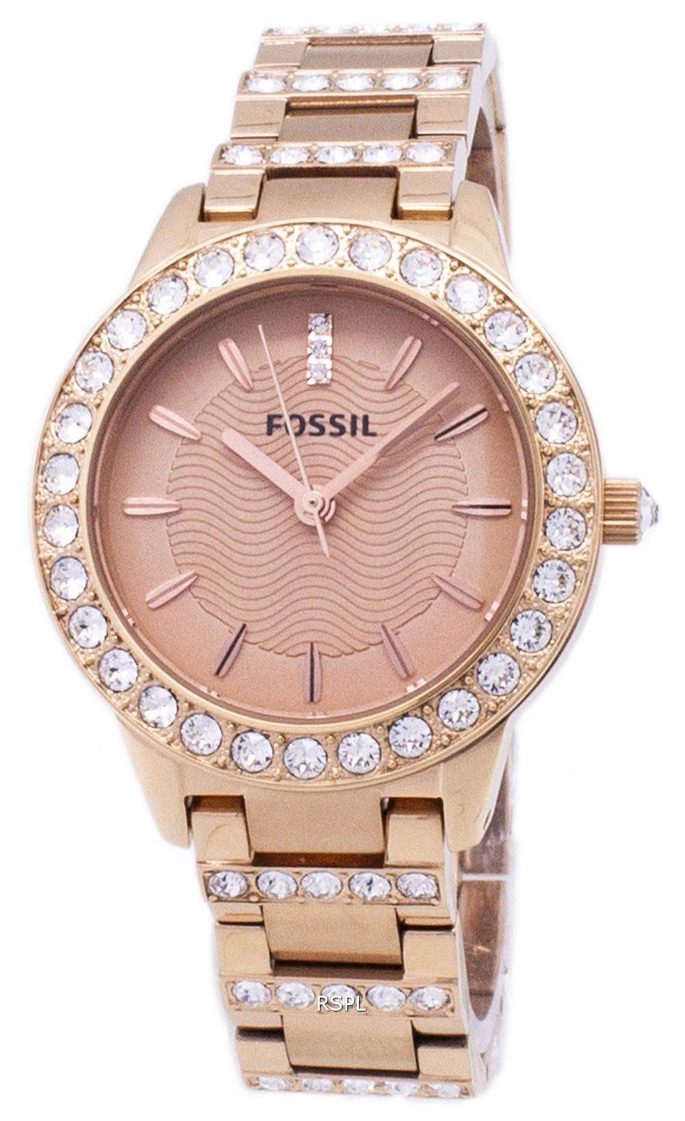 Fossil Jesse Crystal Rose Gold Tone ES3020 Womens Watch - CityWatches IN