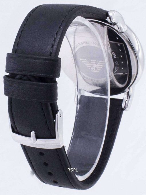 Emporio Armani Classic Black Dial Black Leather AR1692 Mens Watch ...