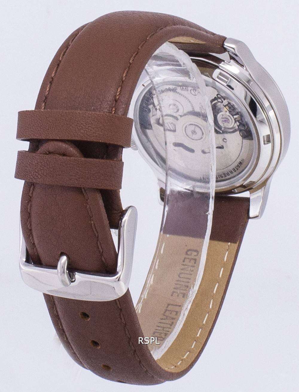 seiko automatic brown leather