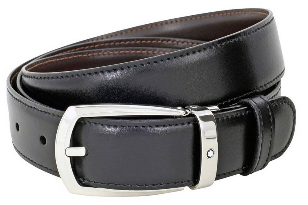 Montblanc Horseshoe Leather Buckle Belt Brown