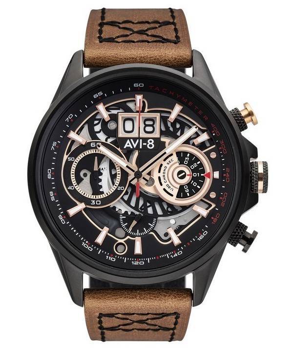 AVI 8 Hawker Harrier II Metador Chronograph Skeleton Black Dial Quartz AV 4065 03 Mens Watch