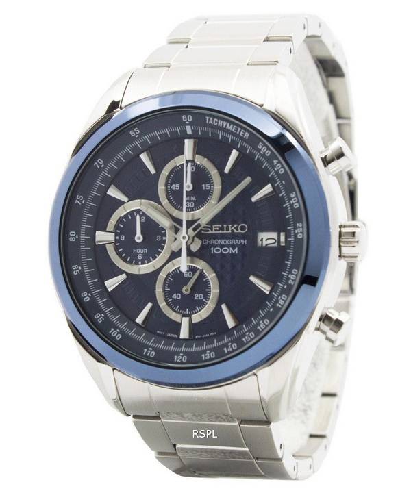 Refurbished Seiko Chronograph Blue Dial Quartz SSB177 SSB177P1 SSB177P 100M Men s Watch