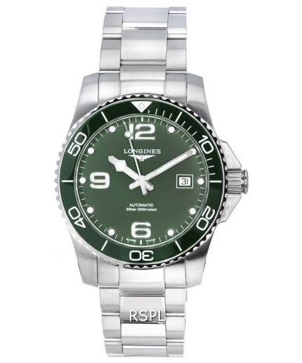 Longines HydroConquest Matt Green With Super-LumiNova Dial Automatic Diver's L3.781.4.06.6 300M Men's Watch