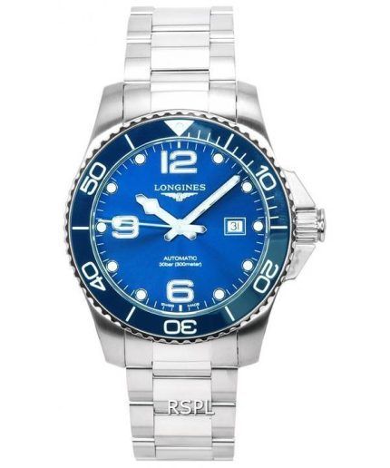 Longines HydroConquest Sunray Blue With Super-LumiNova Dial Automatic Diver's L3.782.4.96.6 300M Men's Watch