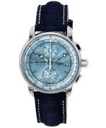 Zeppelin 100 Jahre Chronograph Leather Strap Ice Blue Dial Quartz 86704 Men's Watch