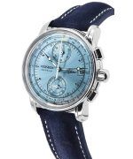 Zeppelin 100 Jahre Chronograph Leather Strap Ice Blue Dial Quartz 86704 Men's Watch