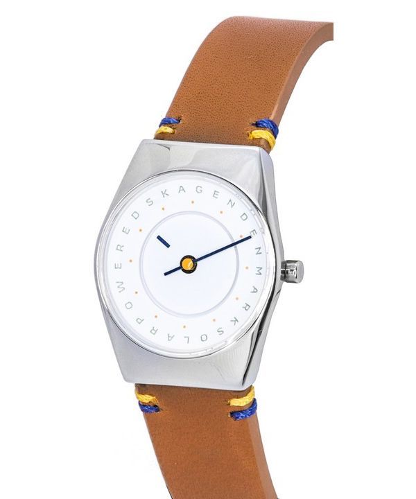 Skagen Grenen Lille Solar Hola Light Brown Leather Strap White Dial SKW3086  Women's Watch