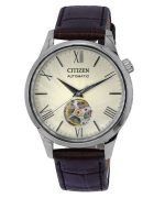 Citizen Calf Leather Strap Open Heart Ivory Dial Automatic NH9130-17A Men's Watch