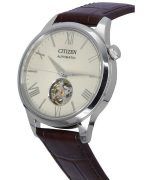 Citizen Calf Leather Strap Open Heart Ivory Dial Automatic NH9130-17A Men's Watch