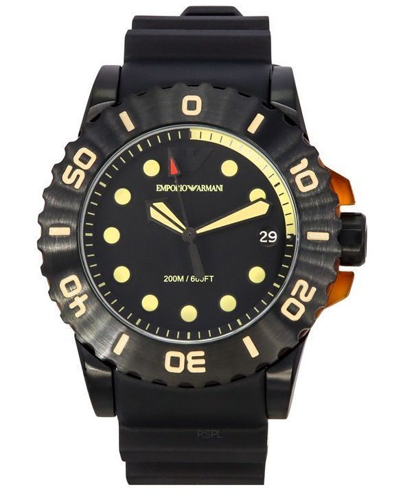 Black - Dial Strap Black CityWatches IN Divers Armani 200M Aqua Polyurethane Emporio Quartz AR11539 Watch Mens