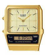 Casio Vintage Analog Digital Gold Ion Plated Stainless Steel Beige Dial Quartz AQ-800EG-9A Unisex Watch