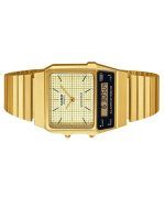 Casio Vintage Analog Digital Gold Ion Plated Stainless Steel Beige Dial Quartz AQ-800EG-9A Unisex Watch