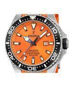 Festina Diver Rubber Strap Orange Dial Quartz F20664-4 200M Mens Watch