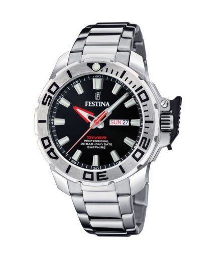 Festina Diver Stainless Steel Black Dial Quartz F20665-4 200M Mens Watch