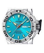 Festina Diver Stainless Steel Turquoise Dial Quartz F20665-6 200M Mens Watch With Extra Strap