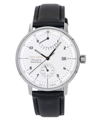 Iron Annie 100 Jahre Bauhaus Leather Strap White Dial Automatic 50661 Men's Watch