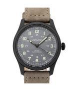 Hamilton Khaki Field Titanium Leather Strap Grey Dial Automatic H70215880 100M Men's Watch