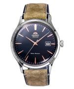 Orient Bambino Version 4 Classic Suede Leather Strap Navy Blue Dial Automatic RA-AC0P02L10B Men's Watch