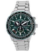 Citizen Promaster Sky A-T Radio Controlled Chronograph Green Dial Eco-Drive Divers CB5004-59W 200M Mens Watch