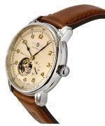 Zeppelin Mediterranee Leather Strap Open Heart Beige Dial Automatic 96665 Men's Watch