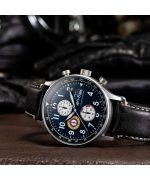 AVI-8 Hawker Hurricane Classic Chronograph Midnight Black Leather Strap Blue Dial Quartz AV-4011-0I Men's Watch