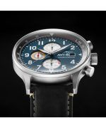 AVI-8 Hawker Hurricane Classic Chronograph Midnight Black Leather Strap Blue Dial Quartz AV-4011-0I Men's Watch