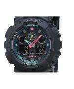 Casio G-Shock Analog Digital Multi Fluorescent Accents Series Resin Strap Black Dial Quartz GA-100MF-1A 200M Men's Watch