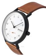 Skagen Kuppel Brown Leather Strap White Dial Quartz SKW6889 Men's Watch