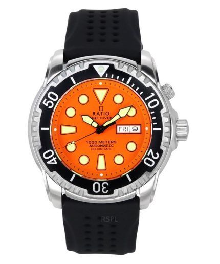 Ratio FreeDiver Version 02 Helium Safe 1000M Sapphire Automatic Orange Dial 1068HA90-34VA-ORG-V02 Men's Watch