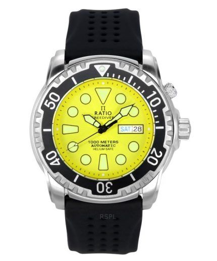 Ratio FreeDiver Version 03 Helium Safe 1000M Automatic Yellow Dial 1068HA90-34VA-YLW-V03 Men's Watch
