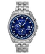 Citizen Eco-Drive Perpetual Calendar GMT Chronograph Stainless Steel Blue Dial Diver's AT9120-89L 200M Men's Watch