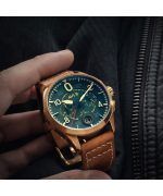 AVI-8 Spitfire Lock Chronograph Leather Strap Bronze Green Dial Quartz AV-4089-02 Mens Watch