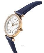 Fossil Carlie Crystal Accents Silver Dial Navy LiteHide Leather Quartz ES5295 Women's Watch