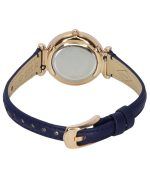 Fossil Carlie Crystal Accents Silver Dial Navy LiteHide Leather Quartz ES5295 Women's Watch