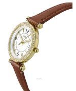 Fossil Carlie Brown Leather Strap Crystal Accents Silver Dial Quartz ES5297 Women's Watch