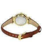 Fossil Carlie Brown Leather Strap Crystal Accents Silver Dial Quartz ES5297 Women's Watch