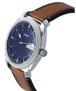 Fossil Machine Brown Leather Strap Blue Dial Quartz FS5920 Men's Watch