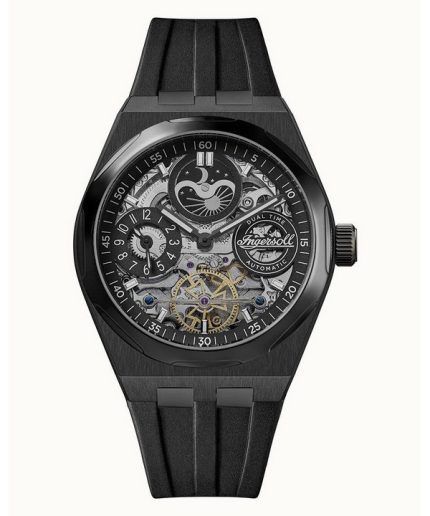 Ingersoll The Broadway Moonphase Dual Time Black Skeleton Dial Automatic I12908 Men's Watch
