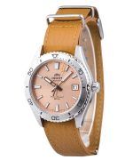 Orient Sports Leather Strap Apricot Dial Automatic Diver's RA-AC0Q05P10B 200M Men's Watch