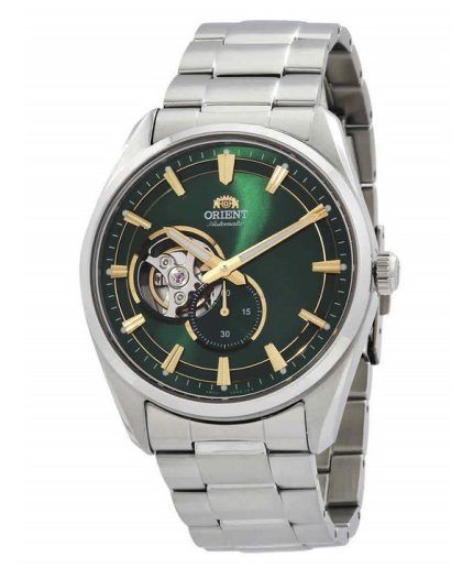 Orient Contemporary Stainless Steel Open Heart Green Dial Automatic RA-AR0008E10B Mens Watch