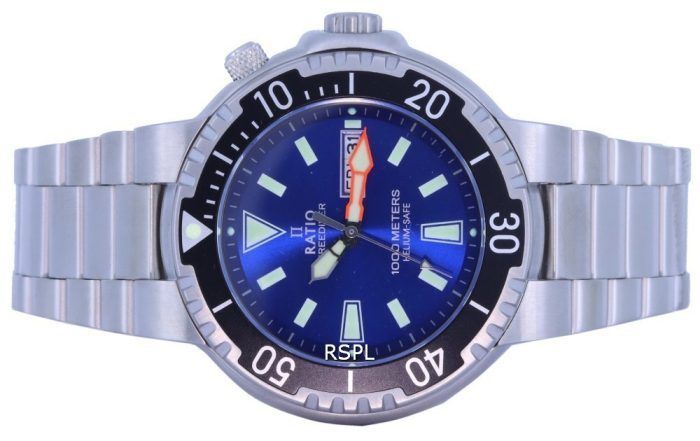 Ratio FreeDiver Blue Dial Stainless Steel Quartz 1050HA93-12V-BLU 1000M Mens Watch