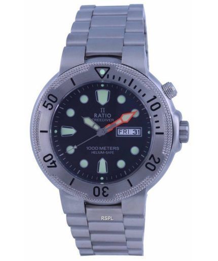 Ratio FreeDiver Black Dial Stainless Steel Quartz 1050MD93-02V-BLK 1000M Mens Watch