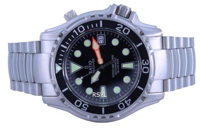 Ratio FreeDiver Helium Safe 1000M Black Dial Stainless Steel Automatic 1066KE26-33VA-BLK Men's Watch