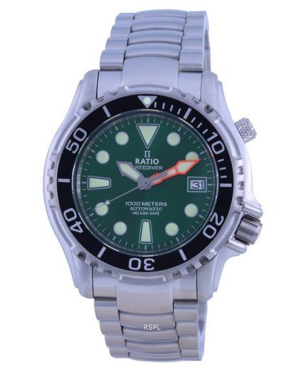 Ratio FreeDiver Helium Safe 1000M Green Dial Stainless Steel Automatic 1066KE26-33VA-GRN Men's Watch