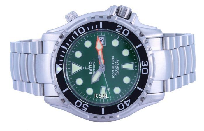 Ratio FreeDiver Helium Safe 1000M Green Dial Stainless Steel Automatic 1066KE26-33VA-GRN Men's Watch