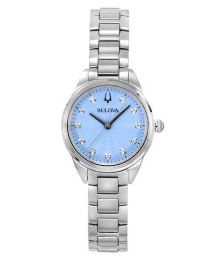 Bulova Sutton Diamond Accents Stainless Steel Light Blue Dial Quartz 96P250 Women's Watch