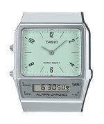 Casio Vintage Analog Digital Dual Time Stainless Steel Bracelet Green Dial Quartz AQ-800E-3A Unisex Watch